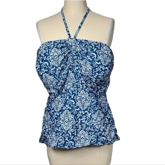 LOFT Beach Blue Halter Padded Tankini 18 - Picture 1 of 6